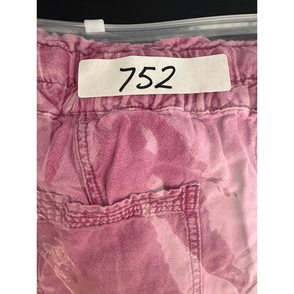 Anthropologie Pink Linen Blend Jogger Pants Acid Wash Cargo Tapered Womens S - Picture 7 of 7